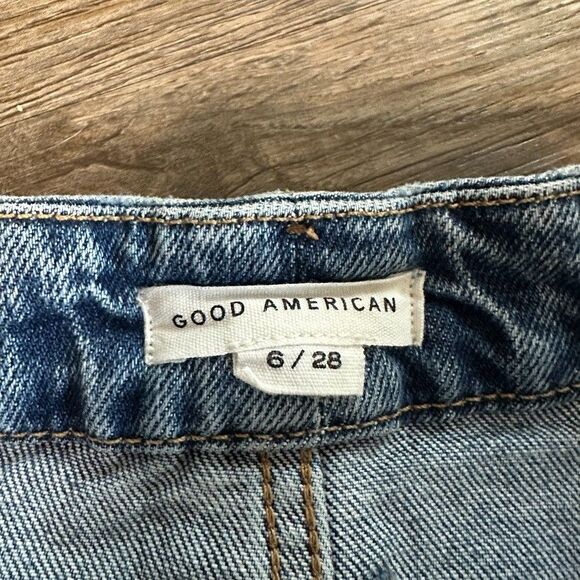 Good American Distressed Boyfriend Jeans Size 6/28 High Rise Waist - Picture 3 of 6